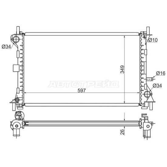 Радиатор FORD FOCUS 1.6/1.8/2.0 98-04 SAT
