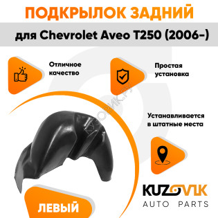 Подкрылок заднего крыла левый Chevrolet Aveo T250 (2006-) KUZOVIK Подкрылок заднего крыла левый Chevrolet Aveo T250 (2006-) KUZOVIK