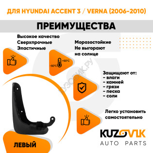 Брызговик передний левый Hyundai Accent 3 / Verna (2006-2010) KUZOVIK Брызговик передний левый Hyundai Accent 3 / Verna (2006-2010) KUZOVIK